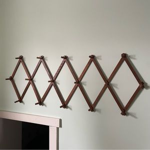 Large Vintage Wooden Peg Rack
